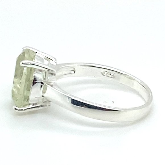 Prasiolite 3.95ct Platinum Finish Solid 925 Sterling Silver Ring - Picture 6 of 6